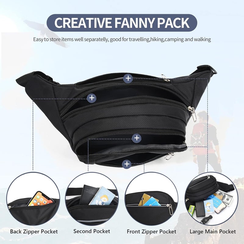 DAITET Crossbody Fanny Pack for Men&Women,Large Waist Bag & Hip Bum Bag with Adjustable Strap for Outdoors Workout Traveling Casual Running Hiking Cycling - Image 4
